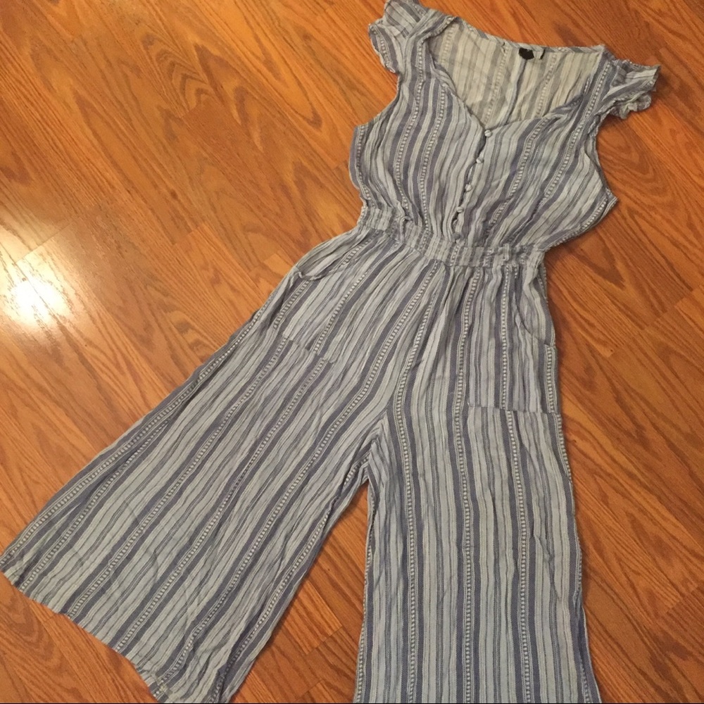 Wide Leg Button Down Flutter Sleeve Jumpsuit - image 1